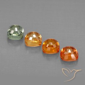 2.15天然多色蓝宝石，垫形剪裁，4.2×4.2毫米，VVS-VS