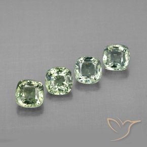 1.72天然绿色蓝宝石，垫形剪裁，4×3.9毫米，VVS-VS