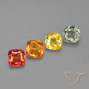 1.66天然多色蓝宝石，垫形剪裁，4.2×4.2毫米，VVS-VS