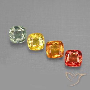 1.66天然多色蓝宝石，垫形剪裁，4.2×4.2毫米，VVS-VS