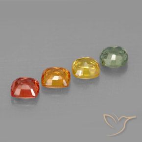 1.66天然多色蓝宝石，垫形剪裁，4.2×4.2毫米，VVS-VS