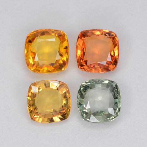2.22天然多色蓝宝石，垫形剪裁，4.7×4.7毫米，VVS-VS