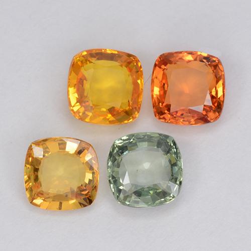 2.22天然多色蓝宝石，垫形剪裁，4.7×4.7毫米，VVS-VS
