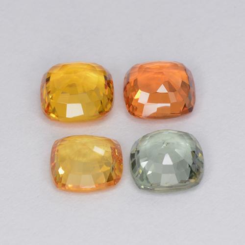 2.22天然多色蓝宝石，垫形剪裁，4.7×4.7毫米，VVS-VS