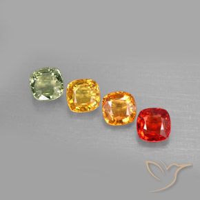 2.38天然多色蓝宝石，垫形剪裁，4.6×4.6毫米，VVS-VS