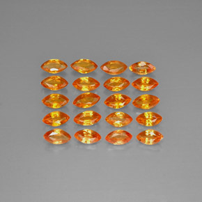 天然橙色蓝宝石，马眼形，4.8×2.7毫米，VVS-VS