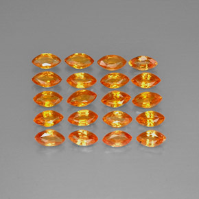 天然橙色蓝宝石，马眼形，4.8×2.7毫米，VVS-VS