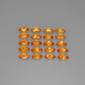 天然橙色蓝宝石，马眼形，4.8×2.7毫米，VVS-VS