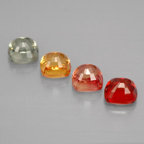 2.21天然多色蓝宝石，垫形剪裁，4.3×4.3毫米，VVS-VS