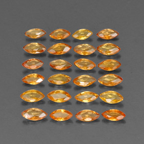 天然橙色蓝宝石，马眼形，3.6×1.9毫米，VVS-VS