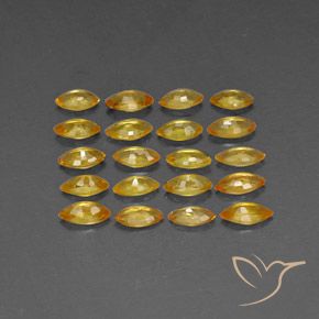 3.73天然黄色蓝宝石，马眼形，4.9×2.5毫米，VVS-VS