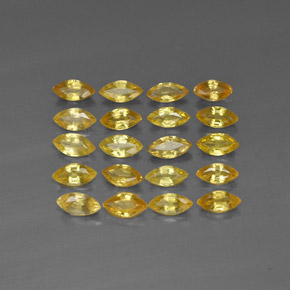 天然黄色蓝宝石，马眼形，5.1×2.6毫米，VVS-VS