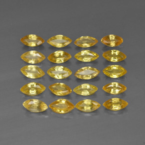 天然黄色蓝宝石，马眼形，5.1×2.6毫米，VVS-VS