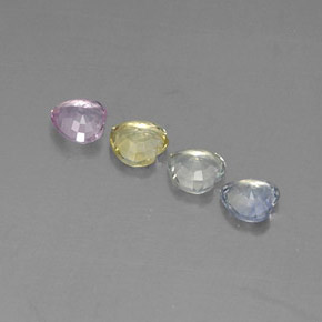 天然多色蓝宝石，心形，4.6×4.4毫米，VVS-VS