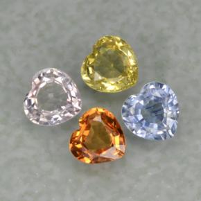 1.35天然多色蓝宝石，心形，4.2×4.2毫米，VVS-VS