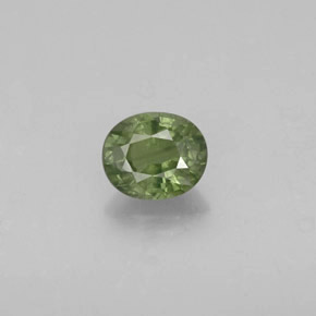0.94克拉天然绿色蓝宝石，椭圆形切割，6.1×5.1毫米，VS