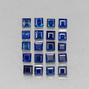 天然蓝宝石，方形，1.9×1.9毫米，VVS-VS