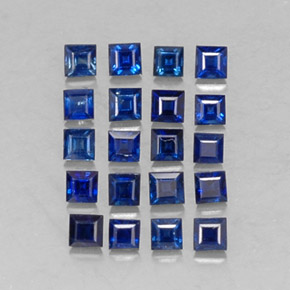 天然蓝宝石，方形，1.9×1.9毫米，VVS-VS