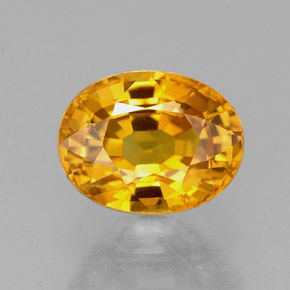 1.97克拉天然黄色蓝宝石，椭圆形切割，7.9×6.1毫米，VVS