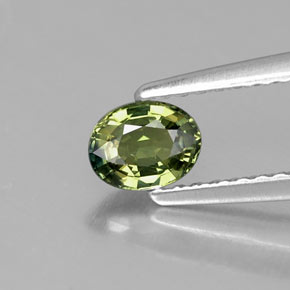 0.51克拉天然绿色蓝宝石，椭圆形切割，5.2×4.1毫米，VVS-VS