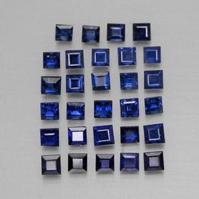天然蓝宝石，方形，2×1.9毫米，VVS-VS