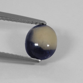 1.58克拉天然双色蓝宝石，椭圆形切割，7.6×6.6毫米，不透明