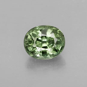 0.64克拉天然绿色蓝宝石，椭圆形切割，5.1×4.3毫米，SI