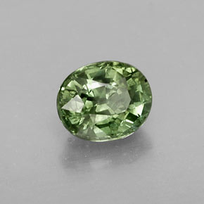 0.64克拉天然绿色蓝宝石，椭圆形切割，5.1×4.3毫米，SI