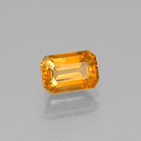 0.93克拉天然黄色蓝宝石，祖母绿式切割，6.3×4.2毫米，SI