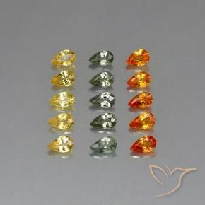 3.88天然多色蓝宝石，梨形，4.9×3毫米，VVS