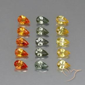 3.88天然多色蓝宝石，梨形，4.9×3毫米，VVS