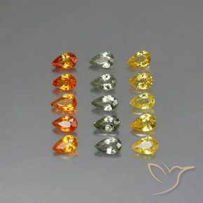 4.05天然多色蓝宝石，梨形，4.9×3毫米，VVS-VS