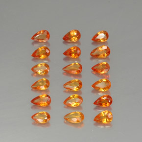 天然橙色蓝宝石，梨形，4.9×3毫米，VVS-VS