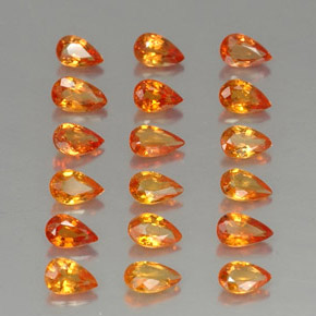 天然橙色蓝宝石，梨形，4.9×3毫米，VVS-VS