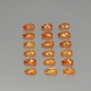 天然橙色蓝宝石，梨形，4.9×3毫米，VVS-VS