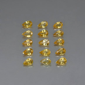 天然黄金色蓝宝石，梨形，4.9×3毫米，VVS-VS