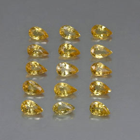 天然黄金色蓝宝石，梨形，4.9×3毫米，VVS-VS