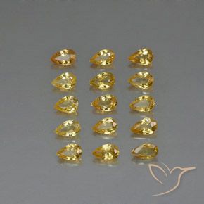 4.27天然黄色蓝宝石，梨形，4.8×3.2毫米，VVS-VS
