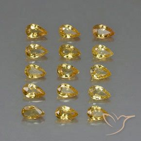 4.27天然黄色蓝宝石，梨形，4.8×3.2毫米，VVS-VS