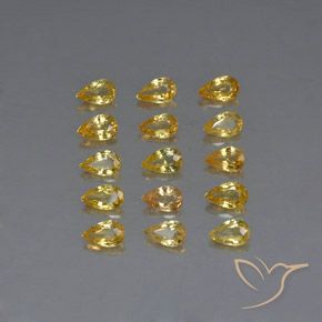 3.73天然黄色蓝宝石，梨形，4.9×3.2毫米，VVS-VS