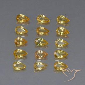 3.73天然黄色蓝宝石，梨形，4.9×3.2毫米，VVS-VS