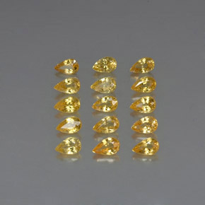 天然黄色蓝宝石，梨形，5×3.1毫米，VVS-VS