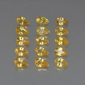 天然黄色蓝宝石，梨形，5×3.1毫米，VVS-VS