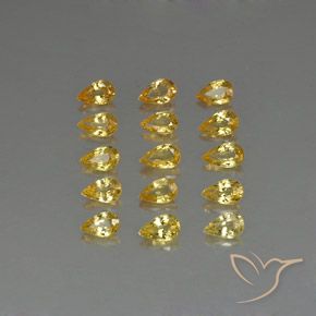 3.68天然黄色蓝宝石，梨形，4.9×3.1毫米，VVS-VS