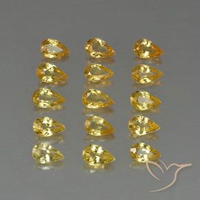3.68天然黄色蓝宝石，梨形，4.9×3.1毫米，VVS-VS