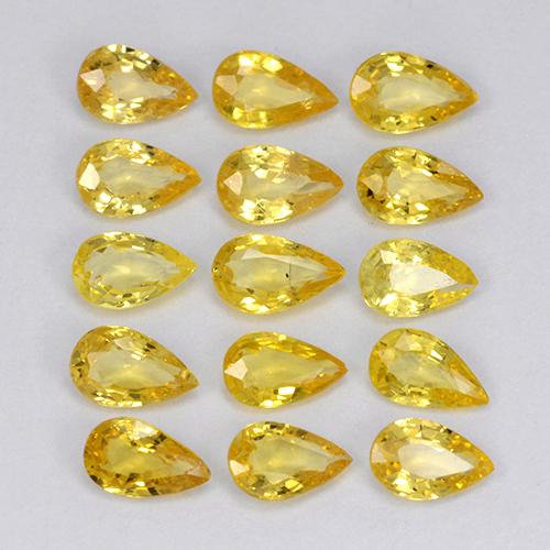 3.26天然黄色蓝宝石，梨形，4.7×3毫米，VVS-VS