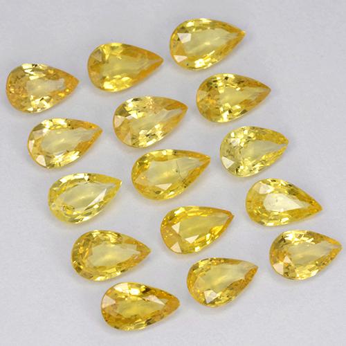 3.26天然黄色蓝宝石，梨形，4.7×3毫米，VVS-VS