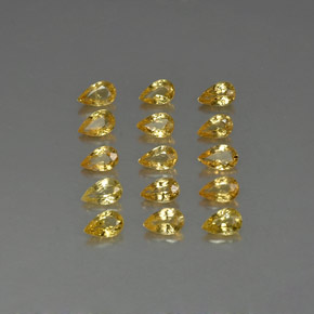 天然黄色蓝宝石，梨形，5×3.1毫米，VVS-VS