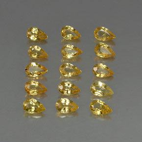 天然黄色蓝宝石，梨形，5×3.1毫米，VVS-VS