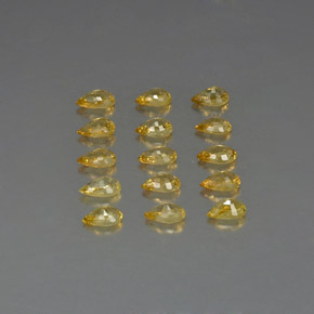 天然黄色蓝宝石，梨形，5×3.1毫米，VVS-VS